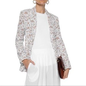 Normakamal designer blazer jacket nude with cream lace design size Medium